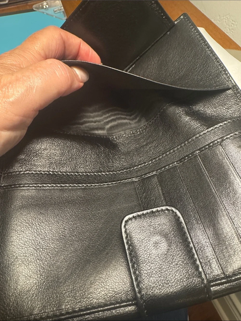 Gucci Bamboo detail Black Leather Wallet EUC